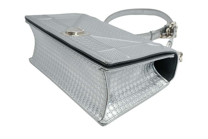 Dior Silver Metallic Leather Medium Diorama Bag
