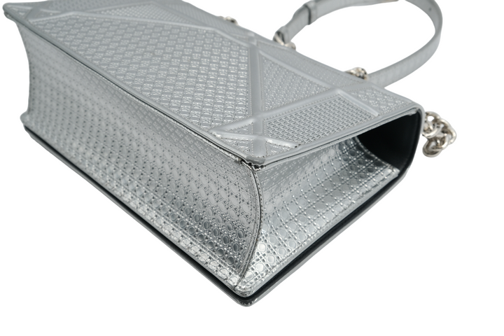 Dior Silver Metallic Leather Medium Diorama Bag