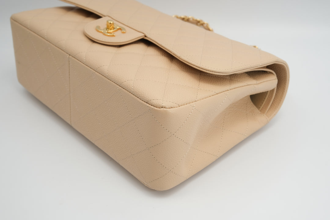 Chanel Timeless Caviar jumbo Double flap Beige Bag Gemaee UAE