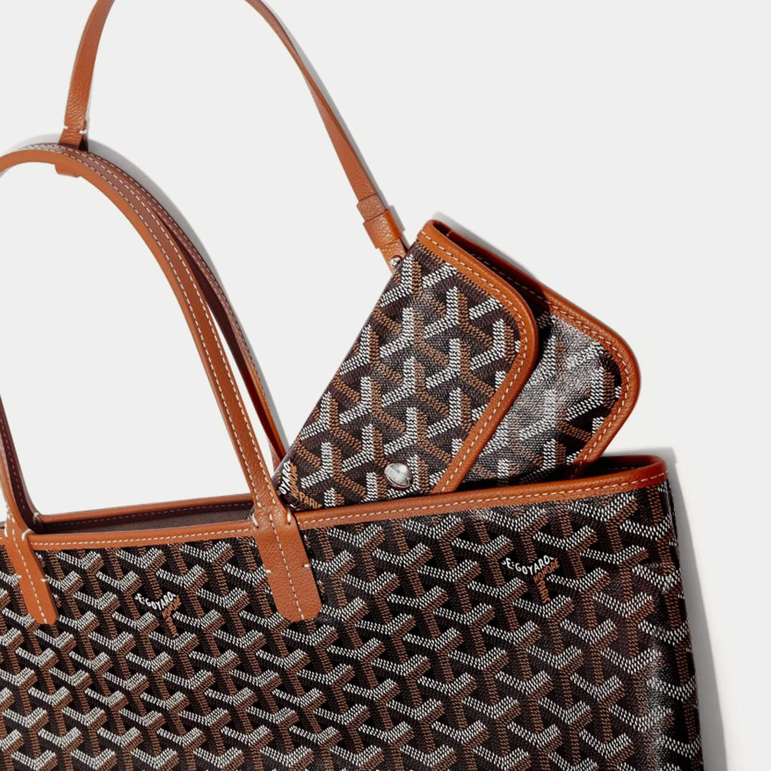 Goyard Black & Tan Goyardine Coated Canvas and Leather Saint Louis PM Tote Bag