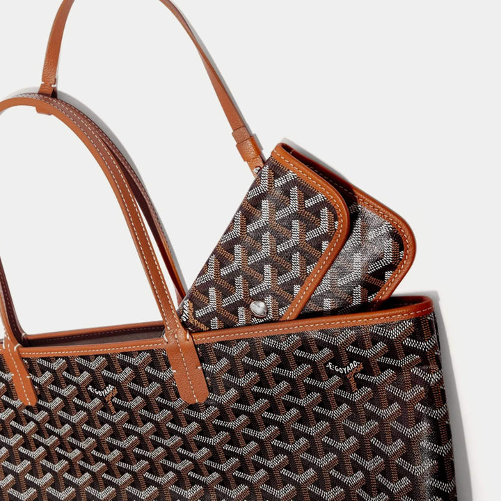 Goyard Black & Tan Goyardine Coated Canvas and Leather Saint Louis PM Tote Bag