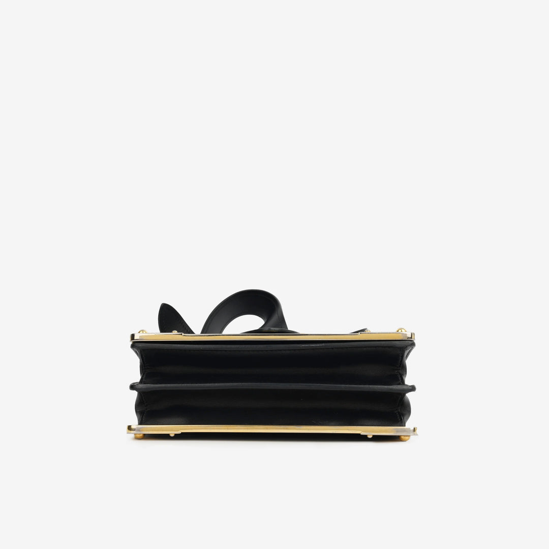 Prada Cahier Bag in Black Leather with Gold Tone Hardware