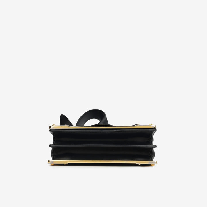 Prada Cahier Bag in Black Leather with Gold Tone Hardware