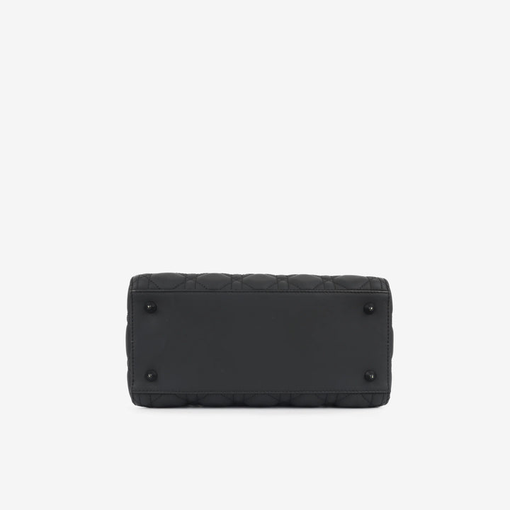 Christian Dior Small Lady Dior Black Ultramatte Cannage Calfskin Bag with Matte Black Hardware