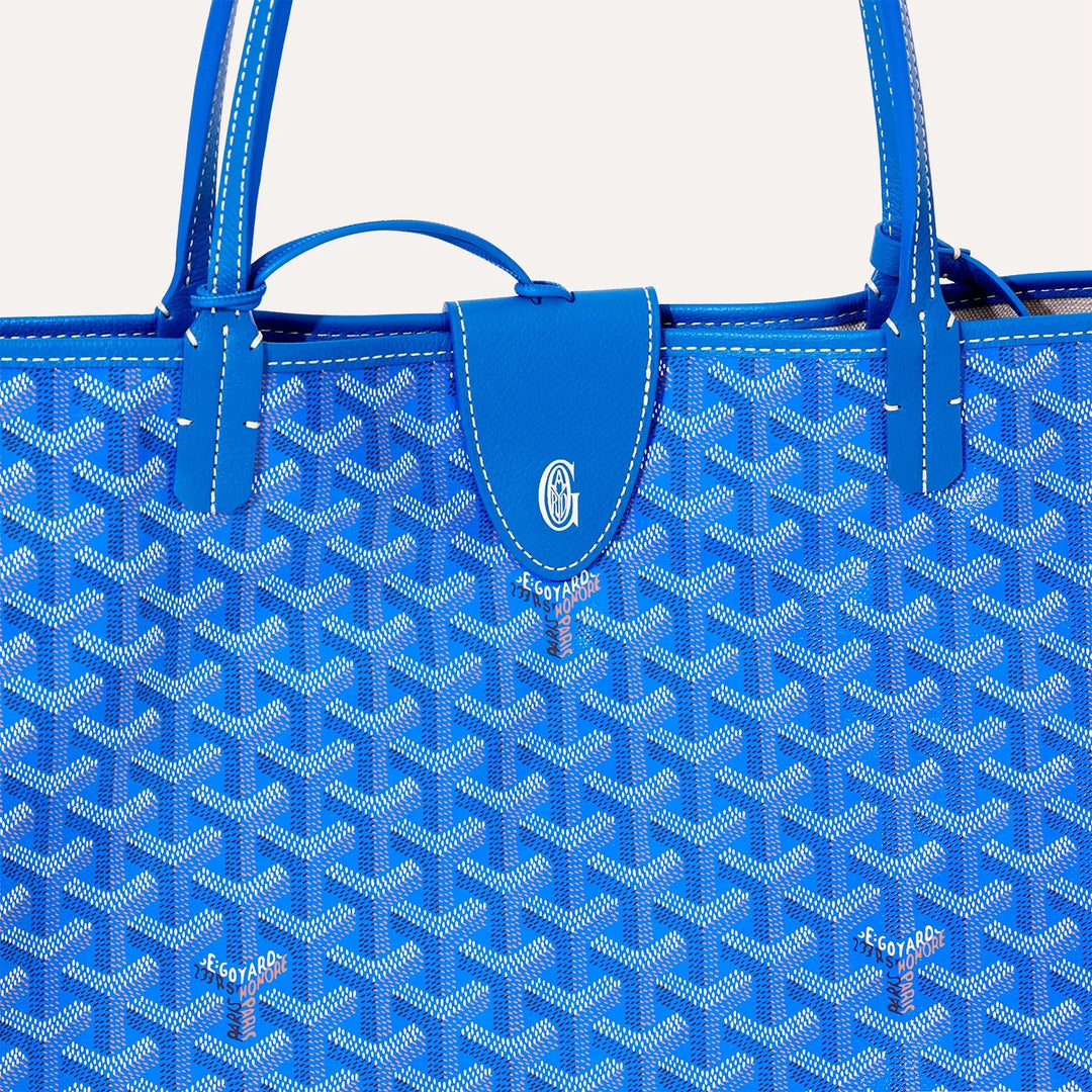 Goyard Saint Louis Croc GM Tote Bag in Sky Blue Goyardine Canvas & Chevroches Calfskin Leather