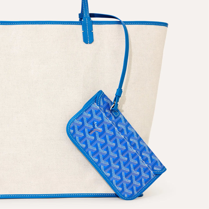 Goyard Saint Louis Croc GM Tote Bag in Sky Blue Goyardine Canvas & Chevroches Calfskin Leather