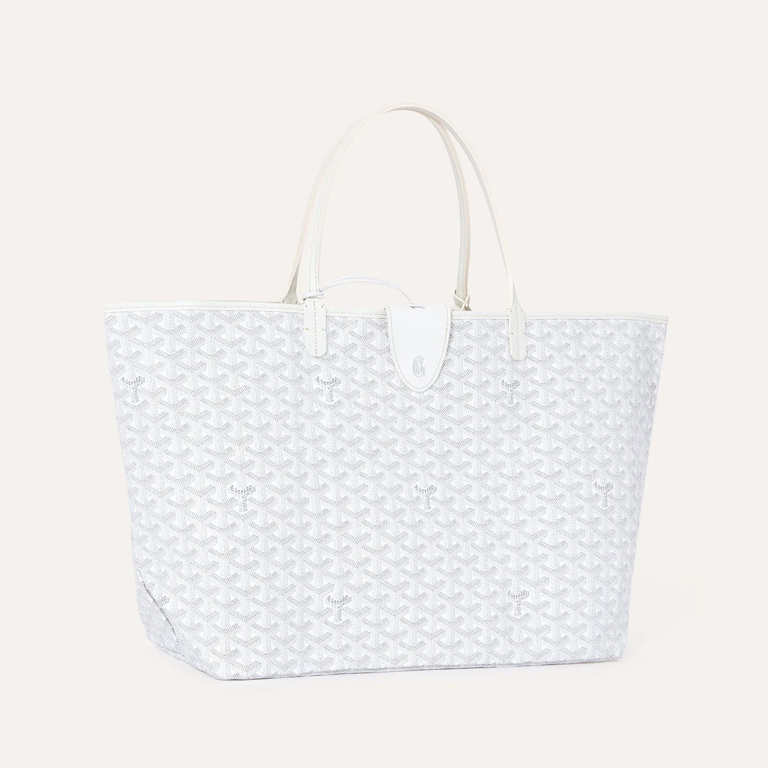 Goyard Saint Louis Croc GM Tote Bag in White Goyardine Canvas & Chevroches Calfskin Leather