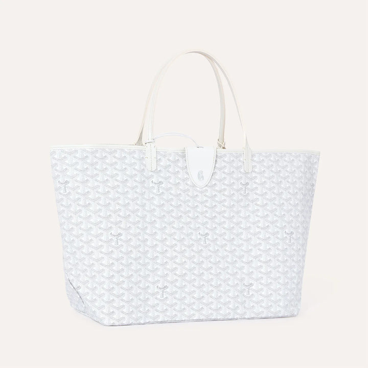Goyard Saint Louis Croc GM Tote Bag in White Goyardine Canvas & Chevroches Calfskin Leather