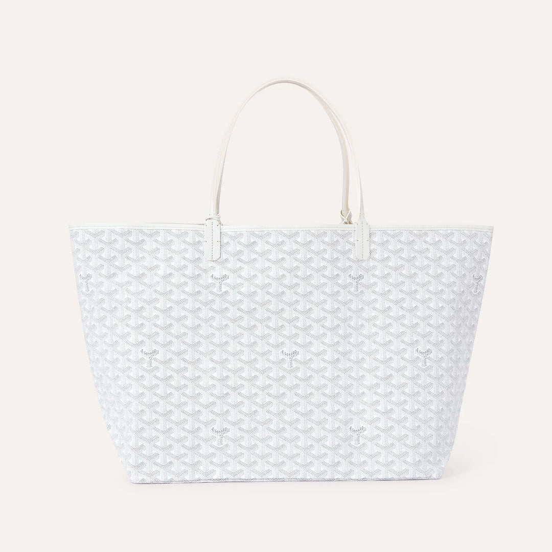 Goyard Saint Louis Croc GM Tote Bag in White Goyardine Canvas & Chevroches Calfskin Leather