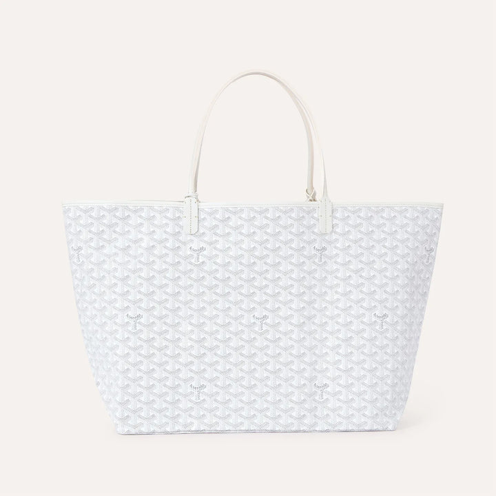 Goyard Saint Louis Croc GM Tote Bag in White Goyardine Canvas & Chevroches Calfskin Leather