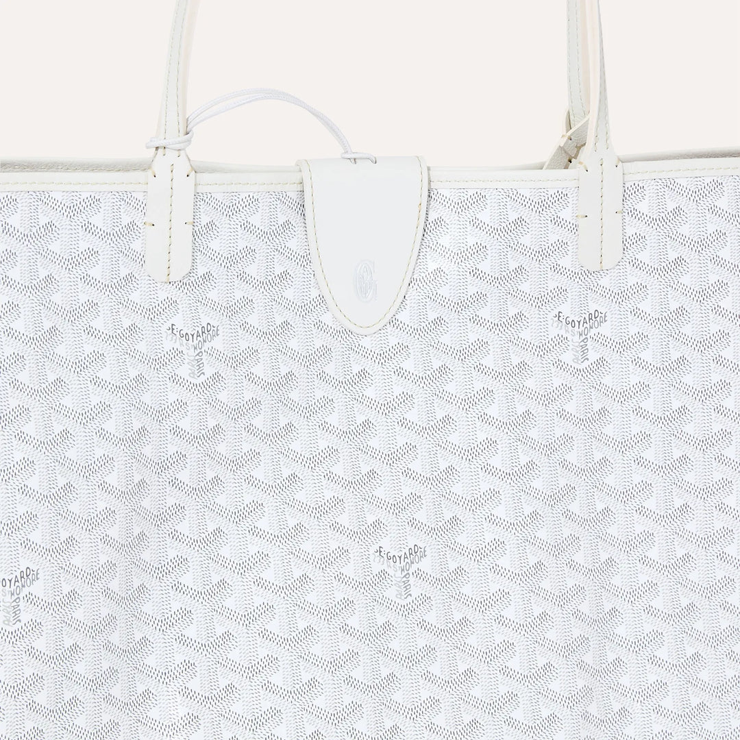 Goyard Saint Louis Croc GM Tote Bag in White Goyardine Canvas & Chevroches Calfskin Leather
