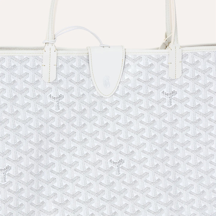 Goyard Saint Louis Croc GM Tote Bag in White Goyardine Canvas & Chevroches Calfskin Leather
