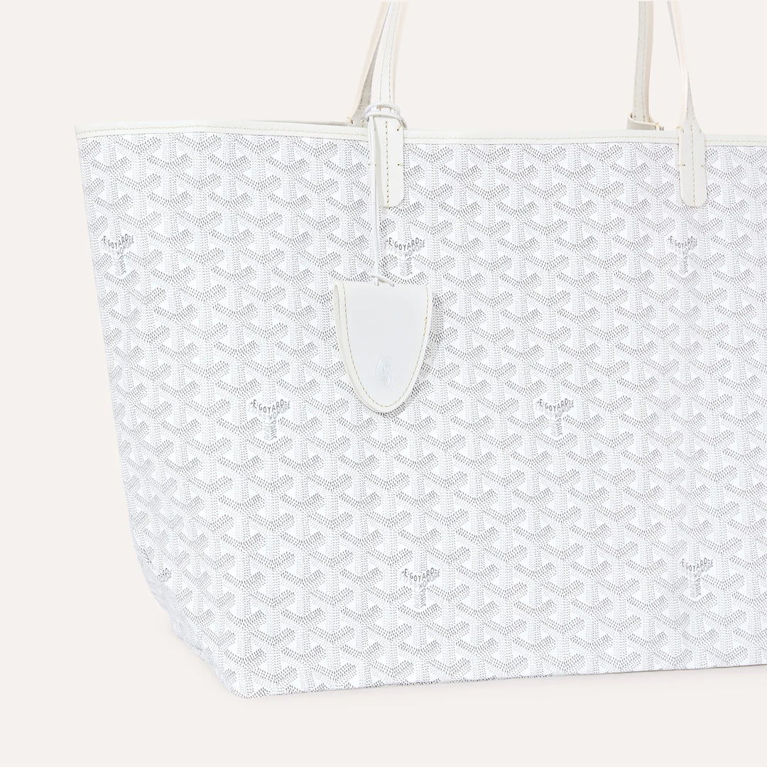 Goyard Saint Louis Croc GM Tote Bag in White Goyardine Canvas & Chevroches Calfskin Leather