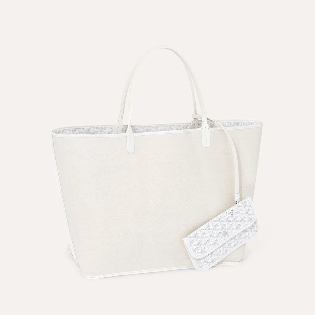 Goyard Saint Louis Croc GM Tote Bag in White Goyardine Canvas & Chevroches Calfskin Leather