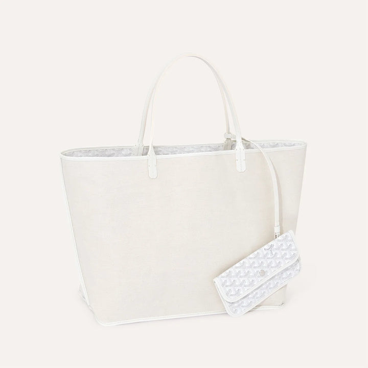 Goyard Saint Louis Croc GM Tote Bag in White Goyardine Canvas & Chevroches Calfskin Leather