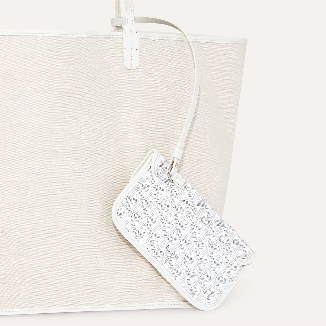 Goyard Saint Louis Croc GM Tote Bag in White Goyardine Canvas & Chevroches Calfskin Leather