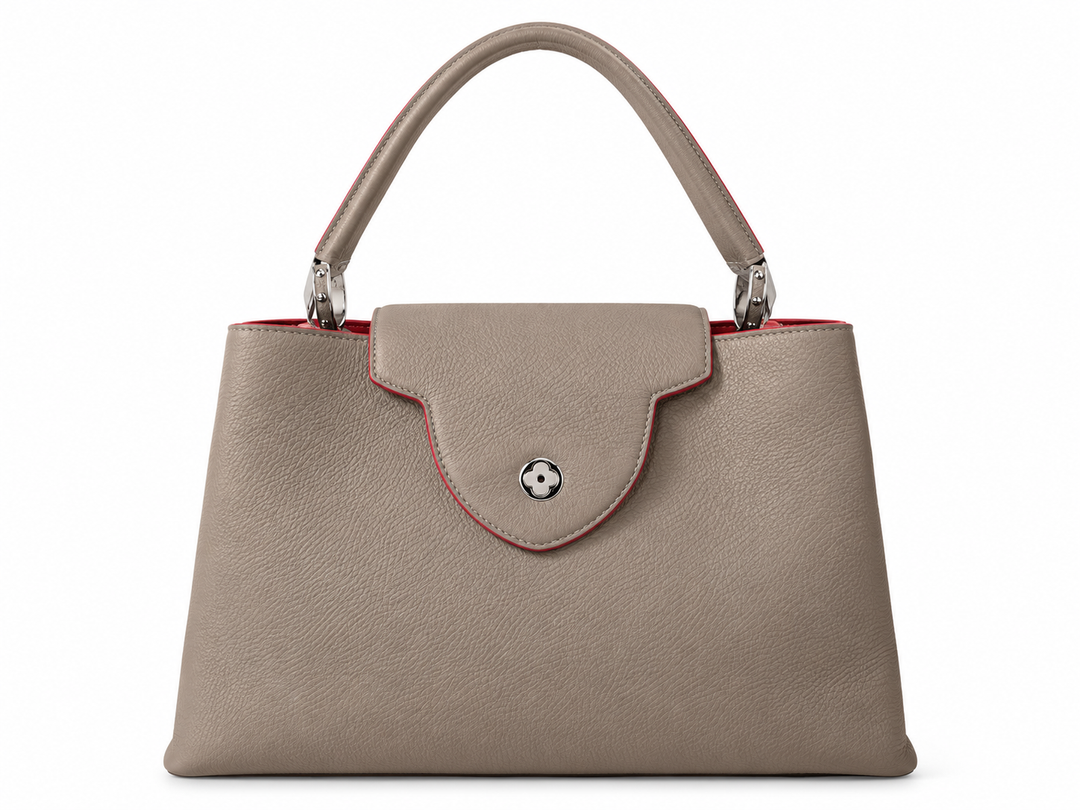 Louis Vuitton Capucines MM in Galet Taurillon Leather with Silver-Tone Hardware