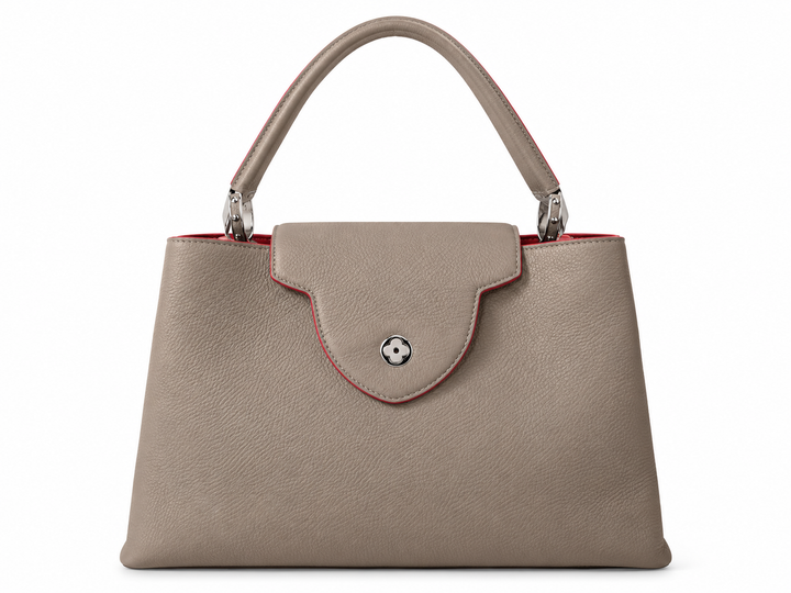 Louis Vuitton Capucines MM in Galet Taurillon Leather with Silver-Tone Hardware