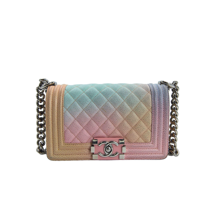 Chanel Multicolor Caviar Quilted Medium Rainbow Boy Flap Bag