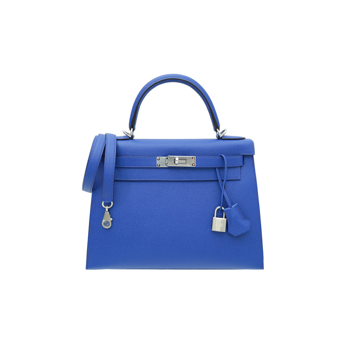 Hermès Kelly 28 Handbag In Electric Blue Epsom Leather  Palladium Hardware Bag