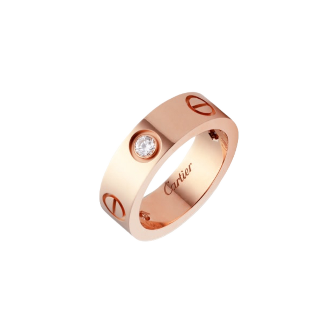 18K Rose Gold Cartier s Love 3 Diamond Ring Gemaee UAE