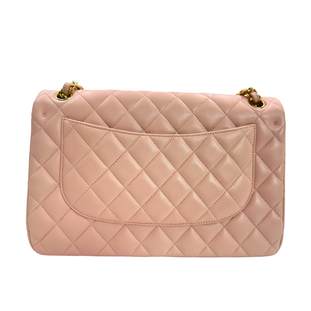 Chanel Lambskin Quilted Jumbo Double Flap Light Pink Bag