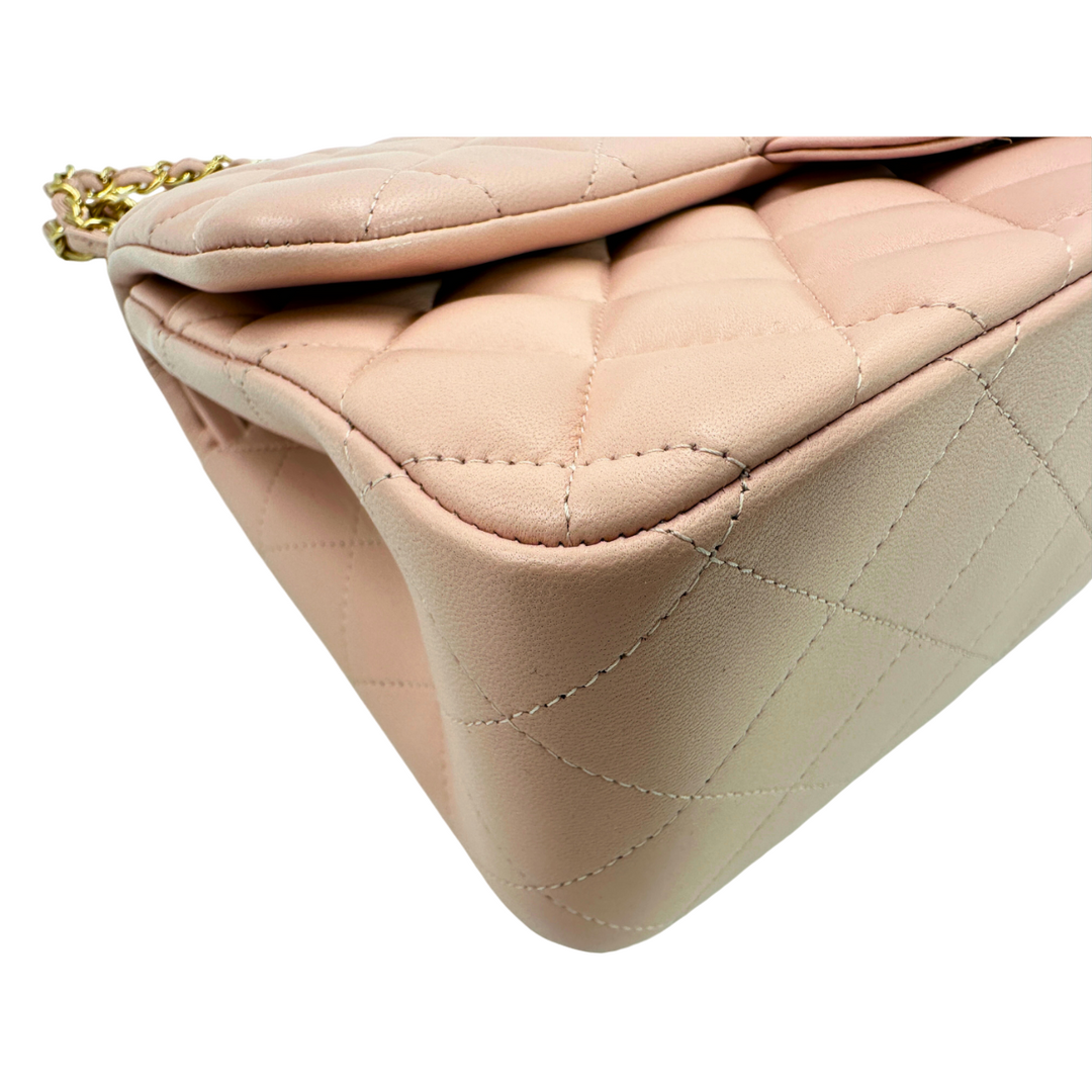 Chanel Lambskin Quilted Jumbo Double Flap Light Pink Bag