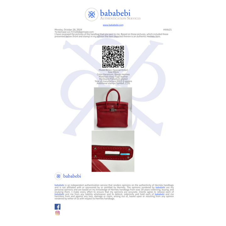 Hermès Birkin 30 in Togo with Palladium Hardware Bag