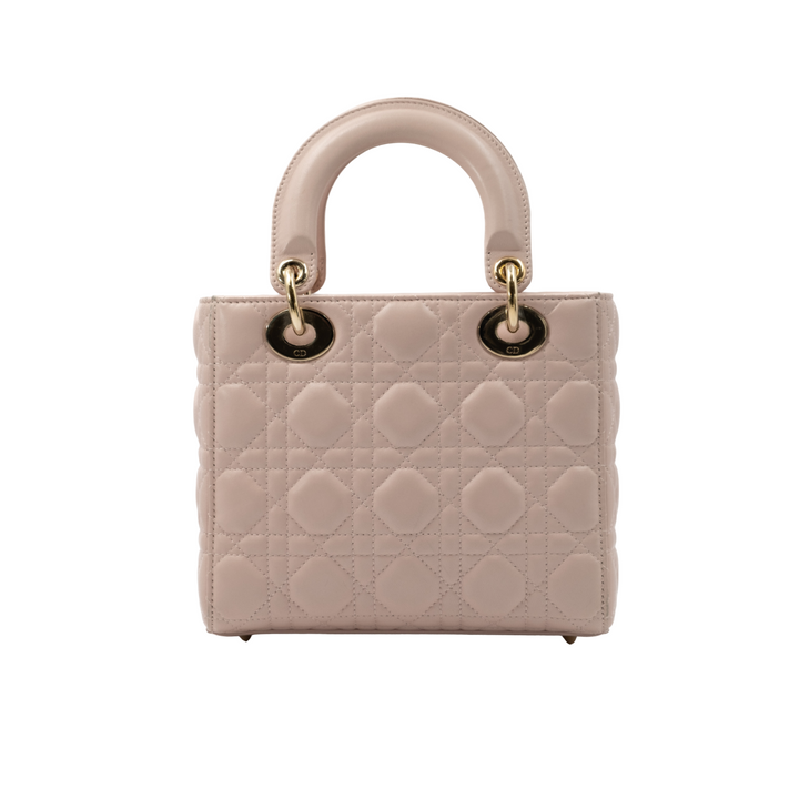 Dior Lambskin Cannage Small Lady Dior Rose Poudre