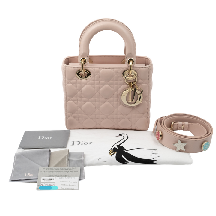Dior Lambskin Cannage Small Lady Dior Rose Poudre