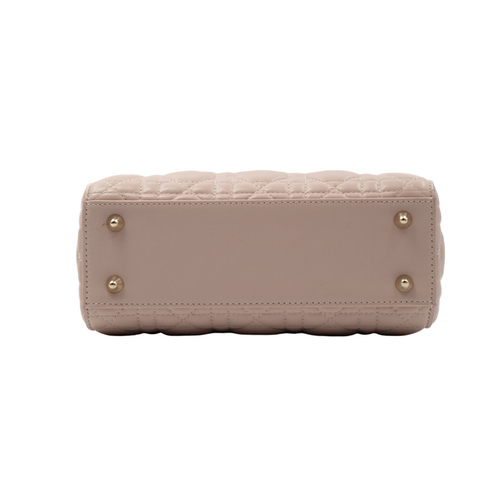 Dior Lambskin Cannage Small Lady Dior Rose Poudre