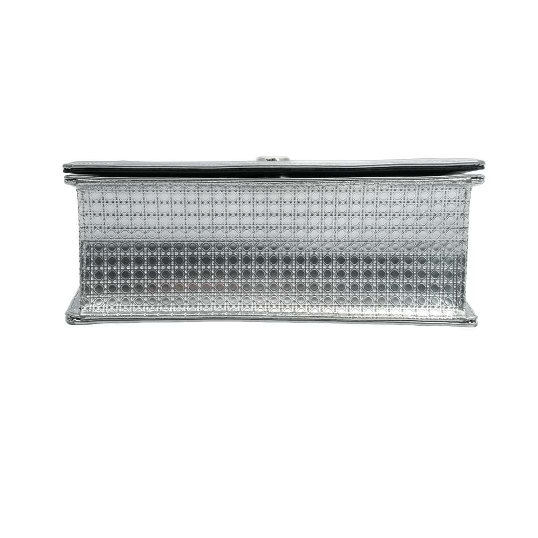 Dior Silver Metallic Leather Medium Diorama Bag