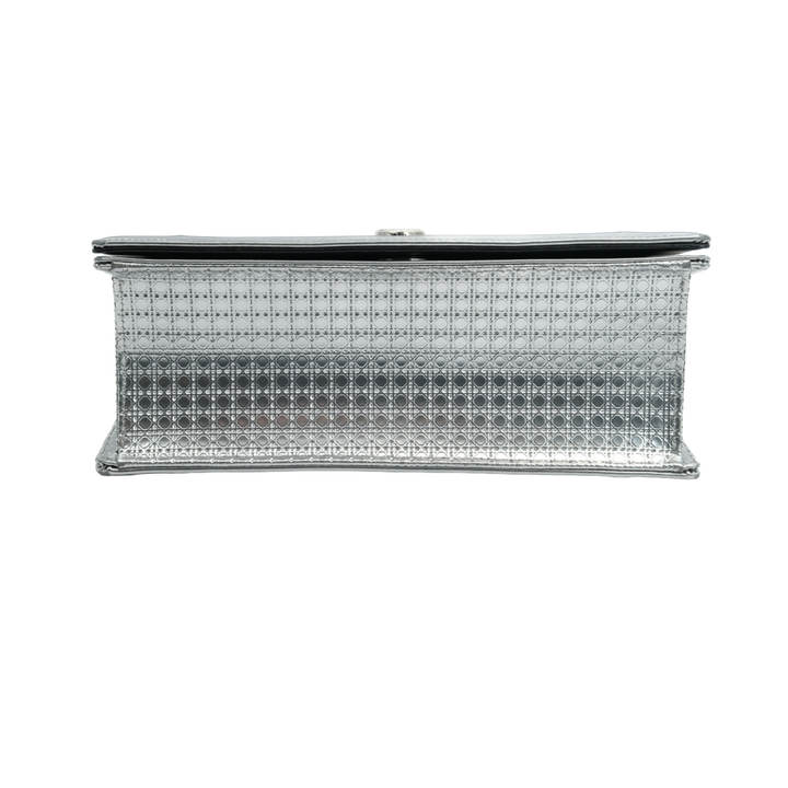 Dior Silver Metallic Leather Medium Diorama Bag