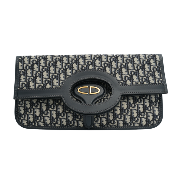 Dior Oblique Fold Over Clutch Blue Bag