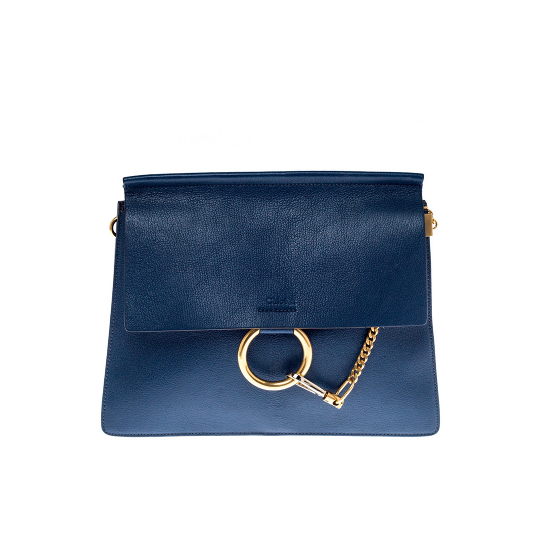 Chloé  Blue Leather and Suede Faye Shoulder Bag - Gemaee  UAE