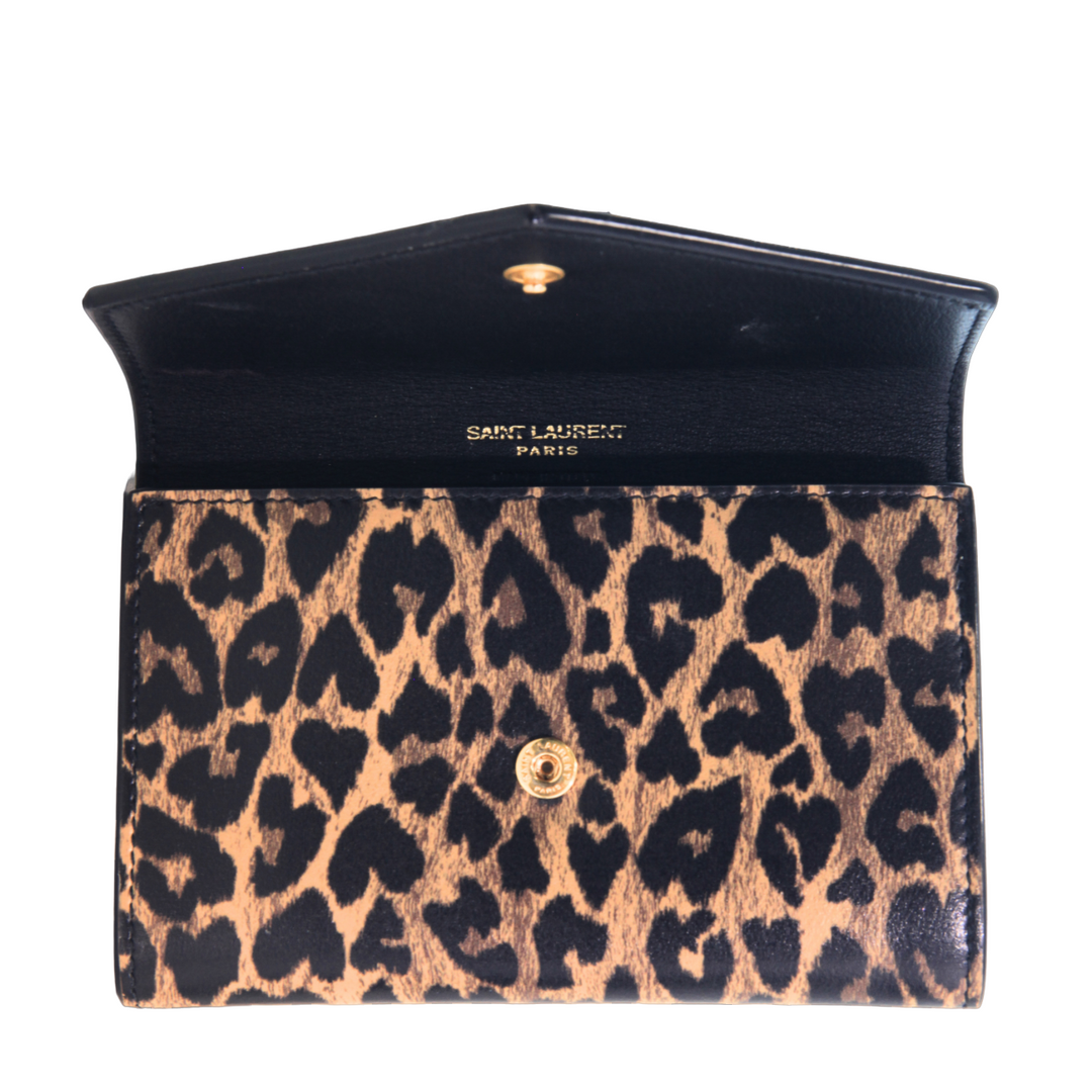 SAINT LAURENT Leopard Print Small Envelope Wallet - Gemaee  UAE