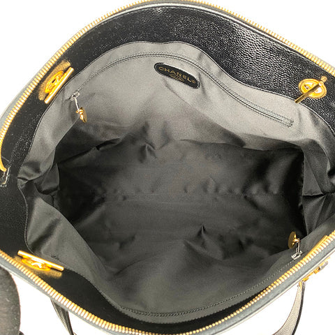 Chanel Coco Mark Chain Tote Bag in Black Caviar Leather with Gold Tone Hardware