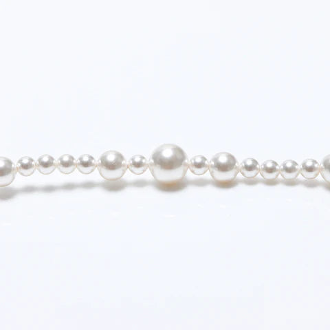 Chanel A19V Pearl CC Long Necklace in Gold Tone Metal & White Faux Pearls