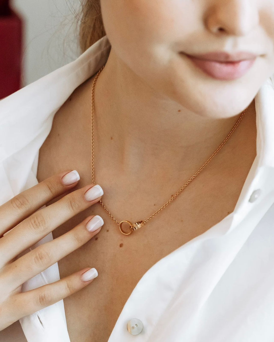 Cartier 18K Rose Gold Interlocking LOVE Necklace Gemaee UAE