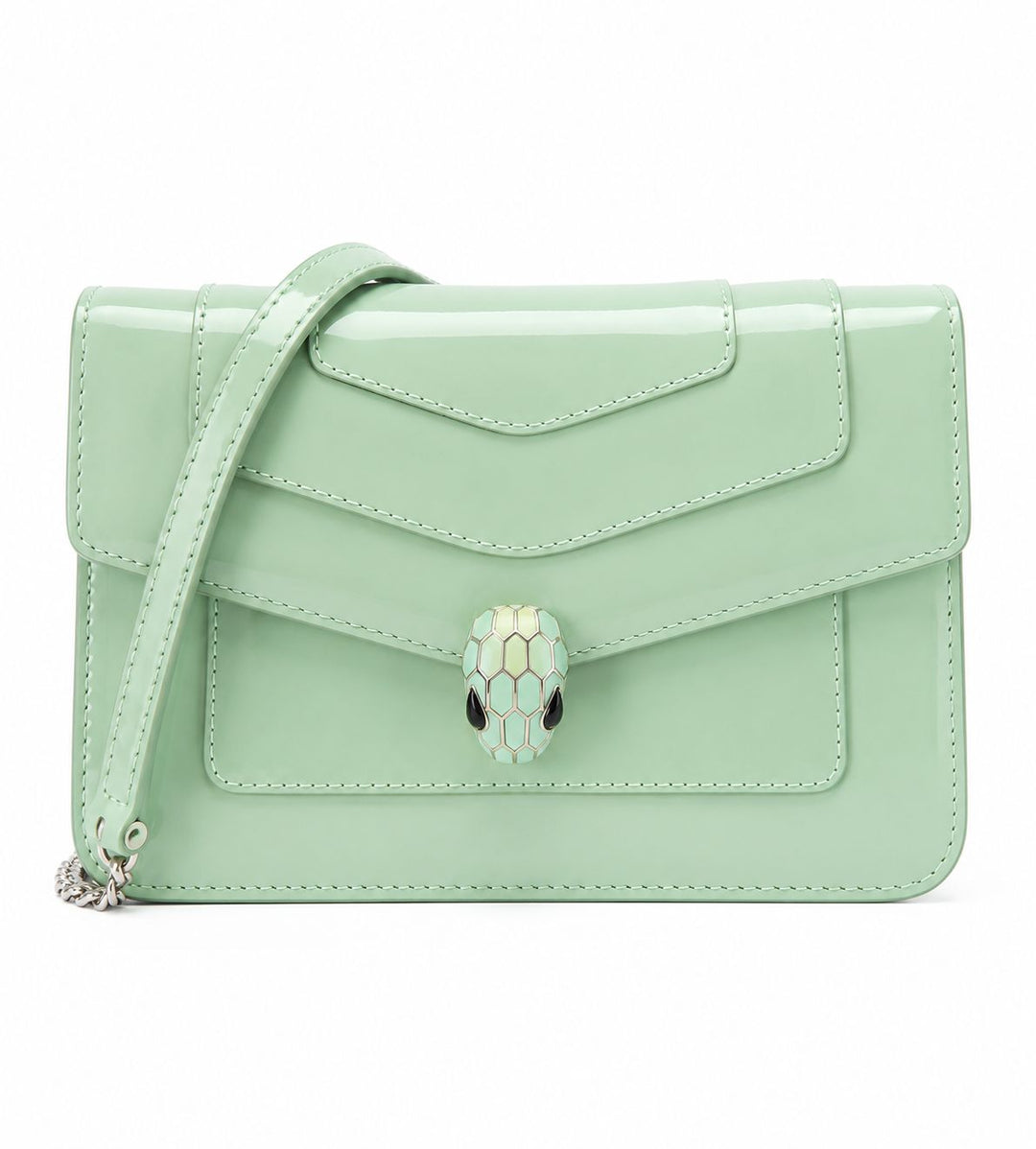 Bulgari Serpenti Forever Crossbody Bag in Mint Green Patent Leather