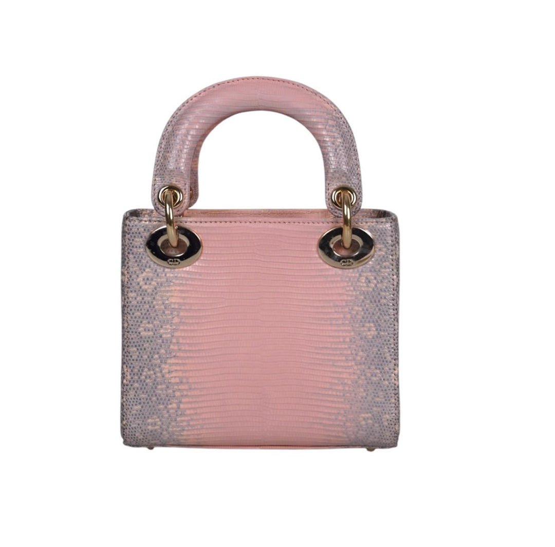 Dior Lady Dior Mini in Gradient Pink Exotic Lizard with Light Gold Hardware