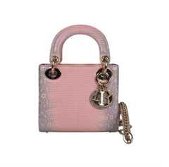 Dior Lady Dior Mini in Gradient Pink Exotic Lizard with Light Gold Hardware