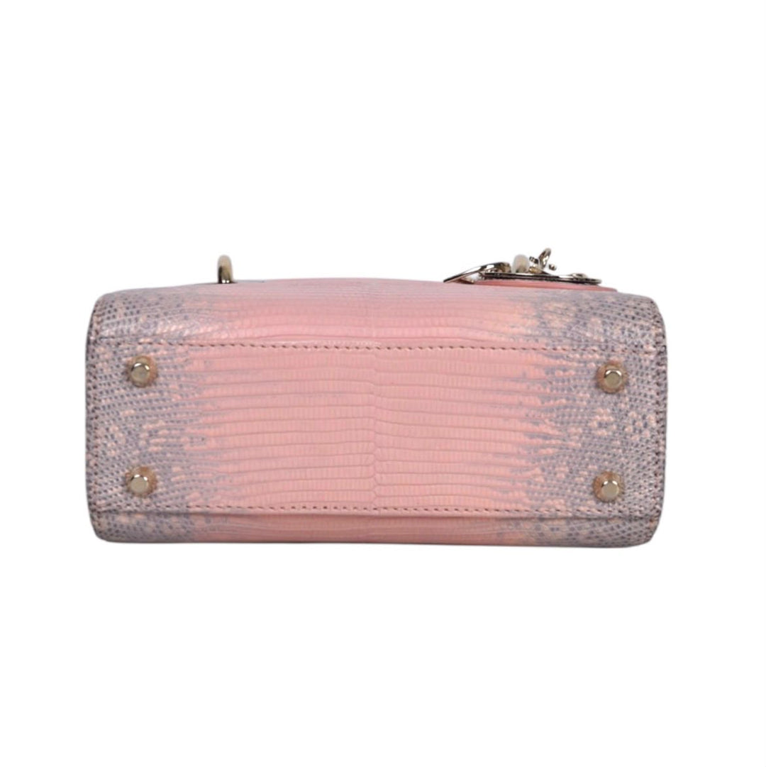 Dior Lady Dior Mini in Gradient Pink Exotic Lizard with Light Gold Hardware