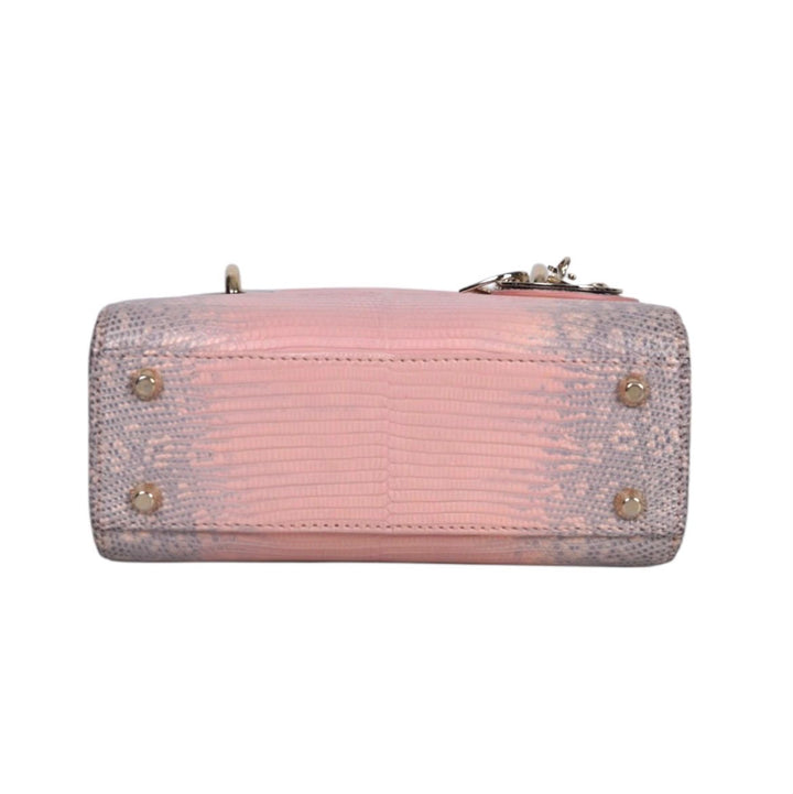 Dior Lady Dior Mini in Gradient Pink Exotic Lizard with Light Gold Hardware