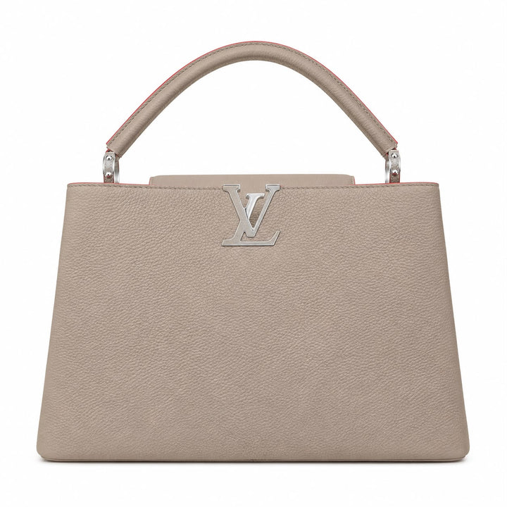 Louis Vuitton Capucines MM in Galet Taurillon Leather with Silver-Tone Hardware