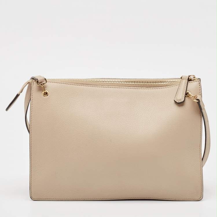 Fendi Beige Leather Rainbow Stud Crossbody Bag