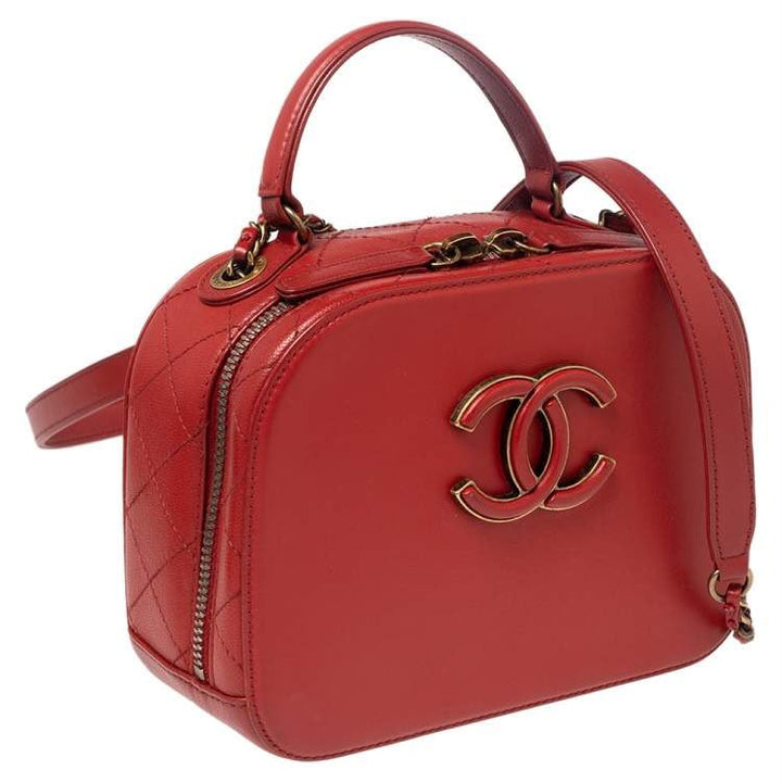 Chanel Coco Curve Vanity Case in Red Quilted Leather