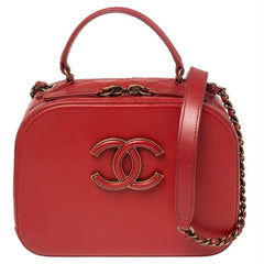Chanel Coco Curve Vanity Case in Red Quilted Leather
