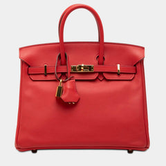 Hermès Birkin 25 Swift Leather Bag in Red with Gold Hardware