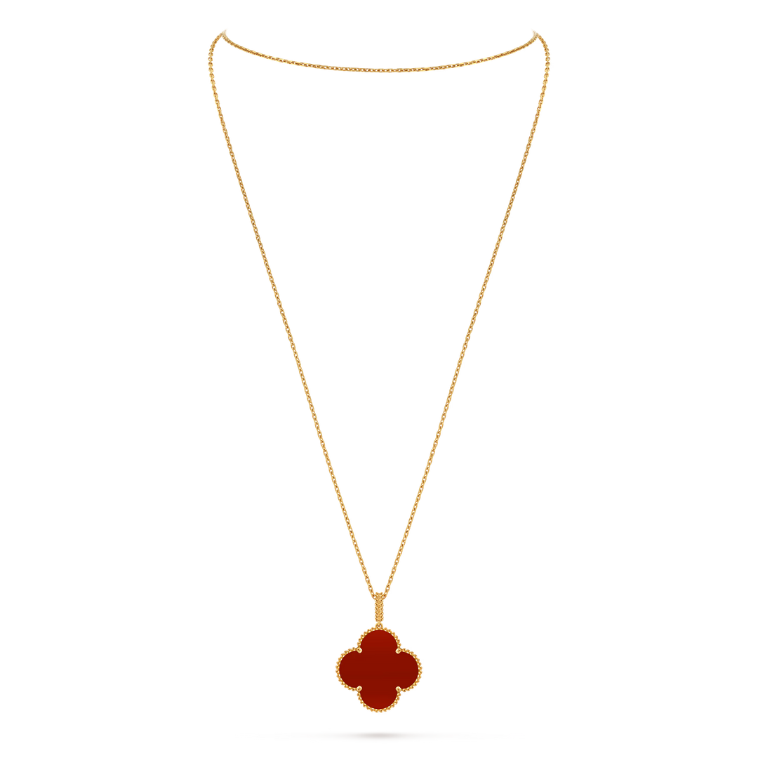 Van Cleef & Arpels Magic Alhambra Long Necklace 1 Motif in 18K Yellow Gold with Carnelian